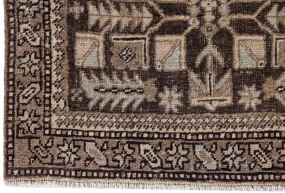 Persischer Aserbaidschan Läufer Teppich - Wolle Braun Elfenbein Design - 91388 im Zustand „Hervorragend“ im Angebot in Dallas, TX