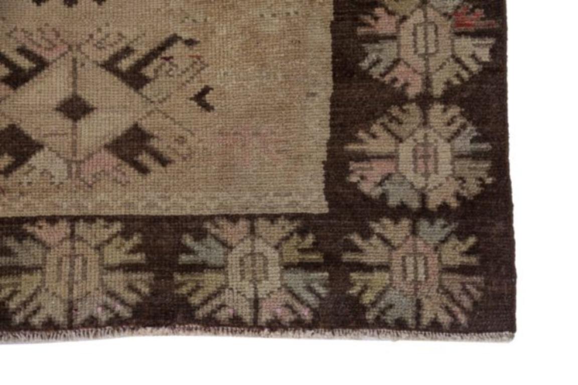 Persischer Aserbaidschan Läufer Teppich - Wolle Braun Elfenbein Design - 91619 (Asiatisch) im Angebot