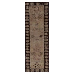 Persischer Aserbaidschan Läufer Teppich - Wolle Braun Elfenbein Design - 91619