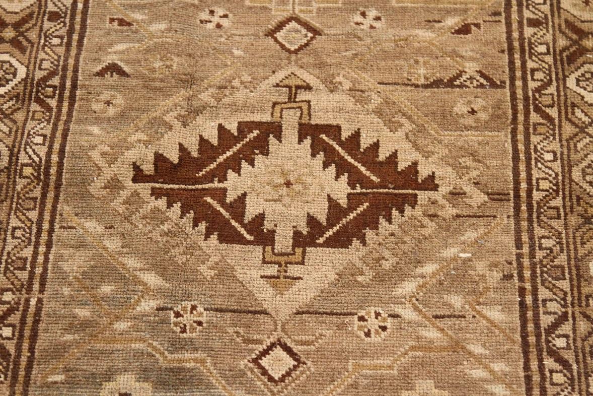 Persische Azerbaijan Läufer Teppich - Wolle Brown Elfenbein Taupe 70622 (Asiatisch) im Angebot