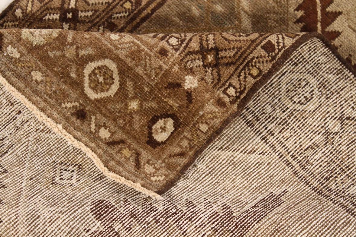 Persische Azerbaijan Läufer Teppich - Wolle Brown Elfenbein Taupe 70622 im Zustand „Hervorragend“ im Angebot in Dallas, TX
