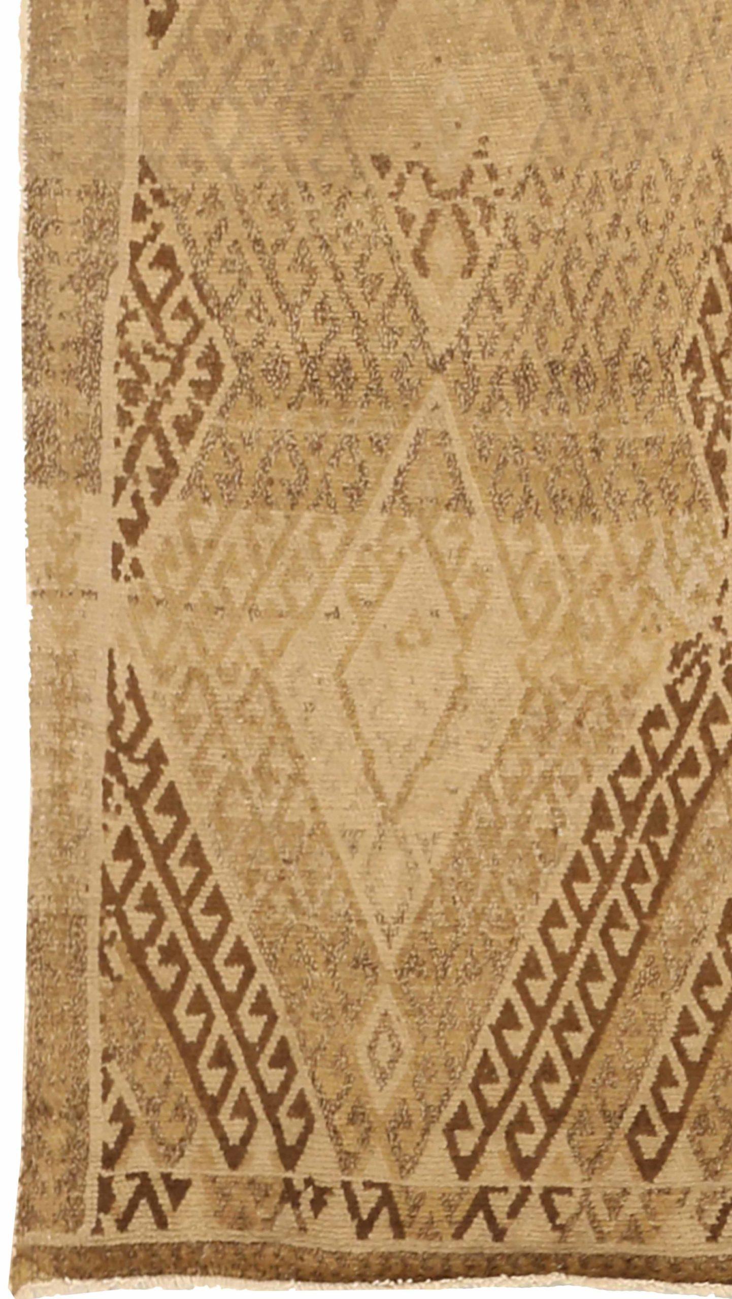 Persische Azerbaijan Läufer Teppich - Wolle Brown Elfenbein Taupe 73735 (Asiatisch) im Angebot