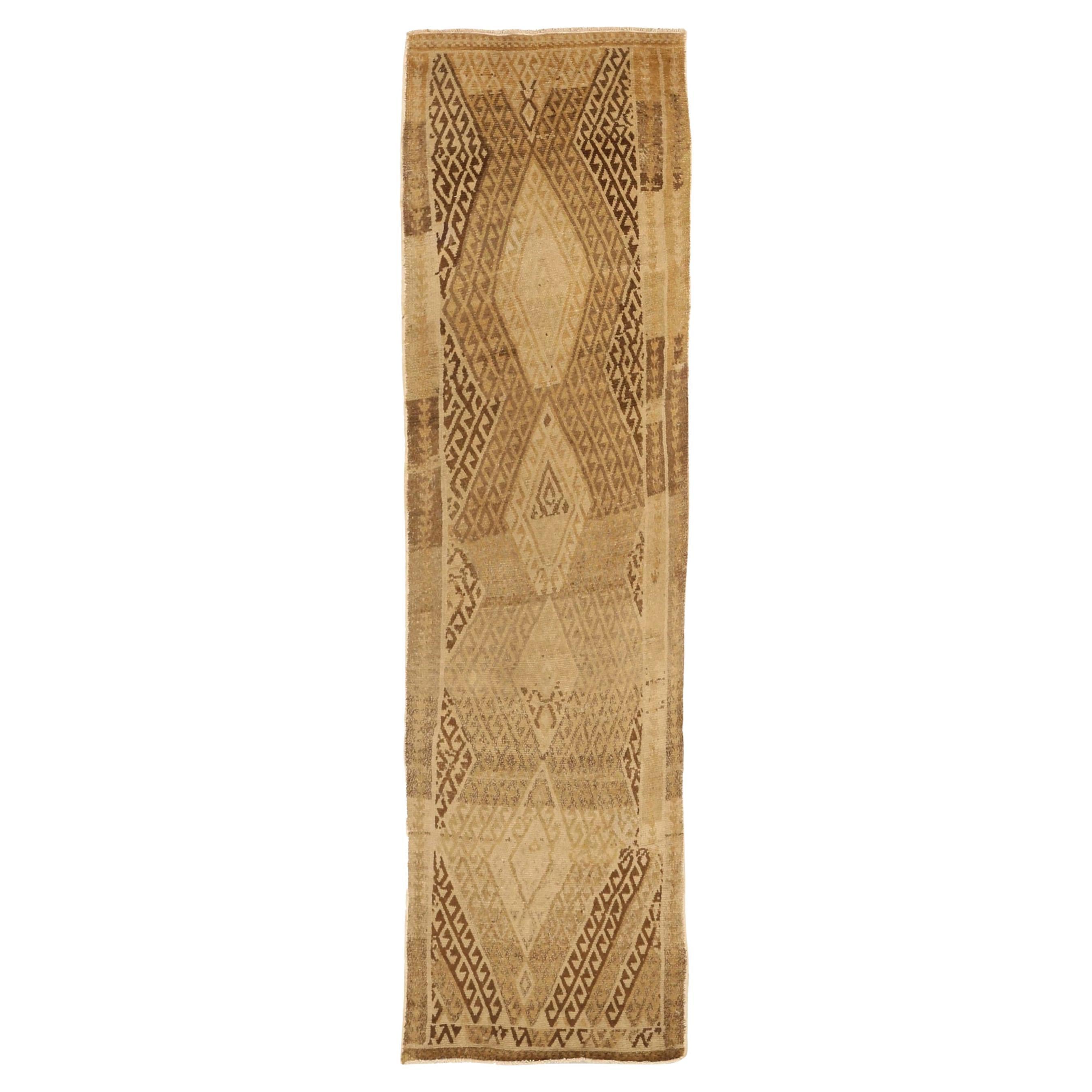 Persian Azerbaijan Runner Rug - Wool Brown Ivory Taupe 73735