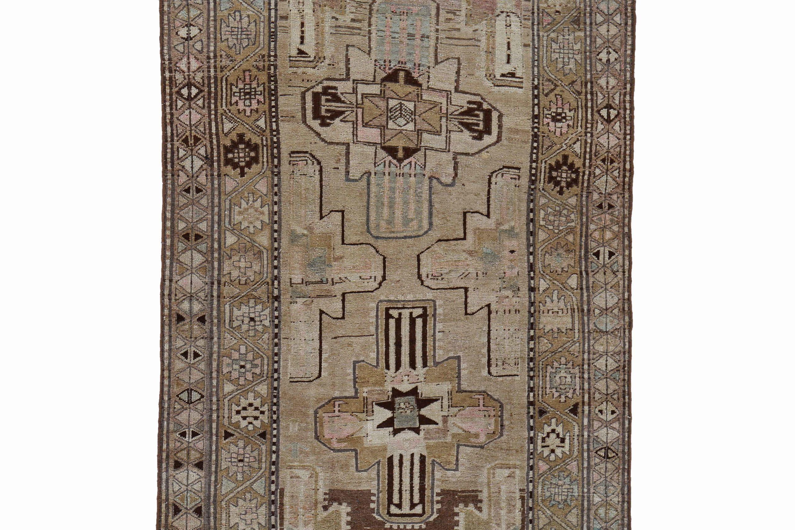 Persischer Aserbaidschan-Läufer aus Wolle – elfenbeinfarbenes Design – 91528 (Asiatisch) im Angebot