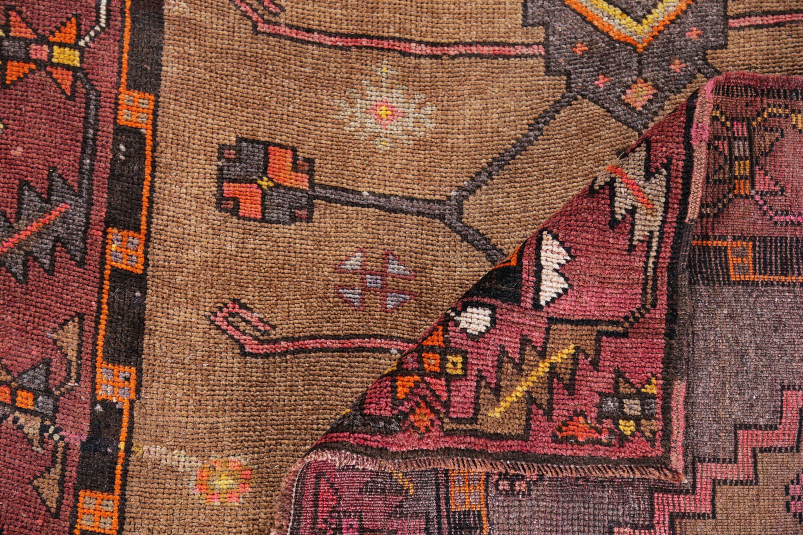 Persischer Aserbaidschan-Läufer - Wolle Rosa Rot Taupe Design - 91438 (20. Jahrhundert) im Angebot