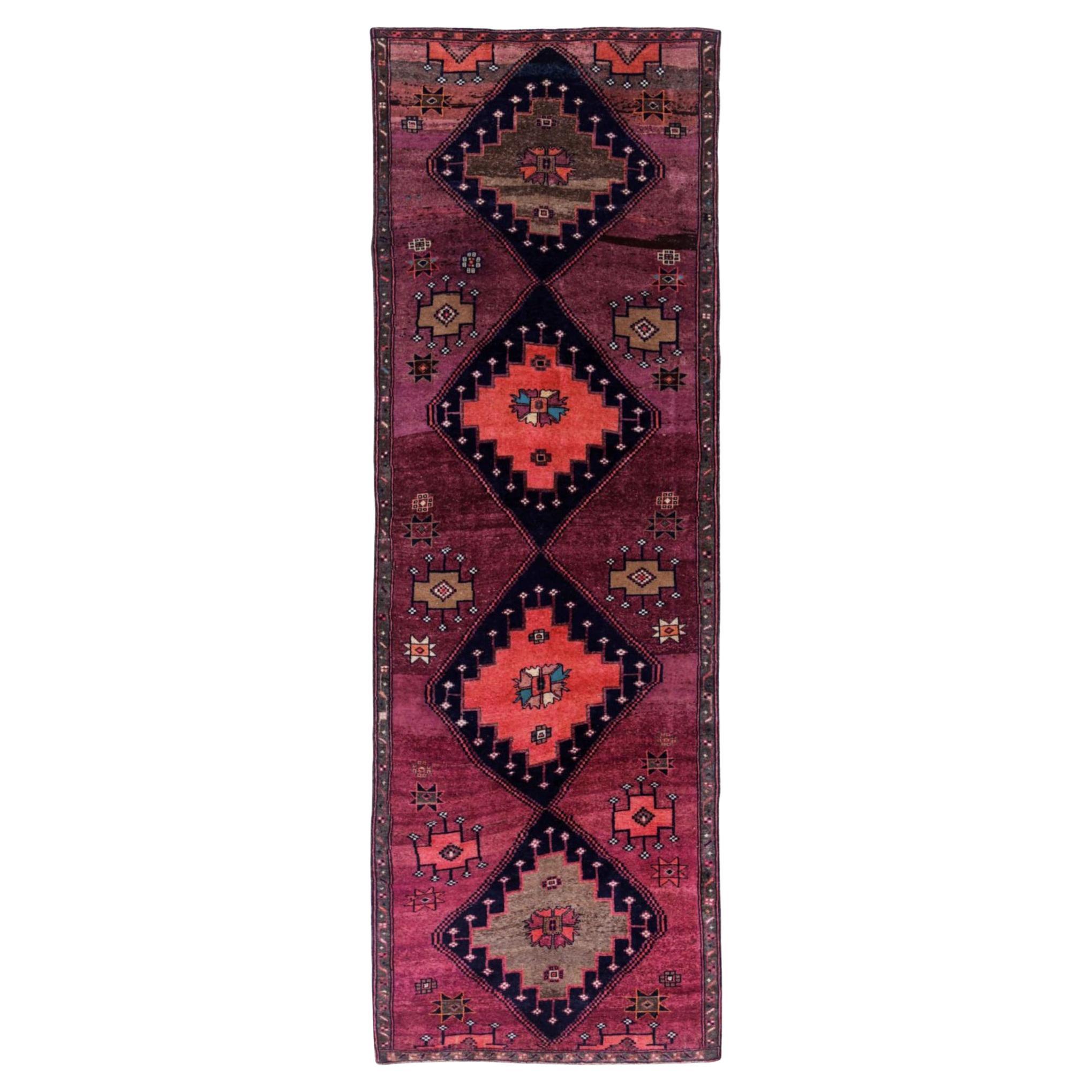 Alfombra Persa Azerbaiyán Circa 1910 - Lana Negro Rosa Purpel Design - 91607