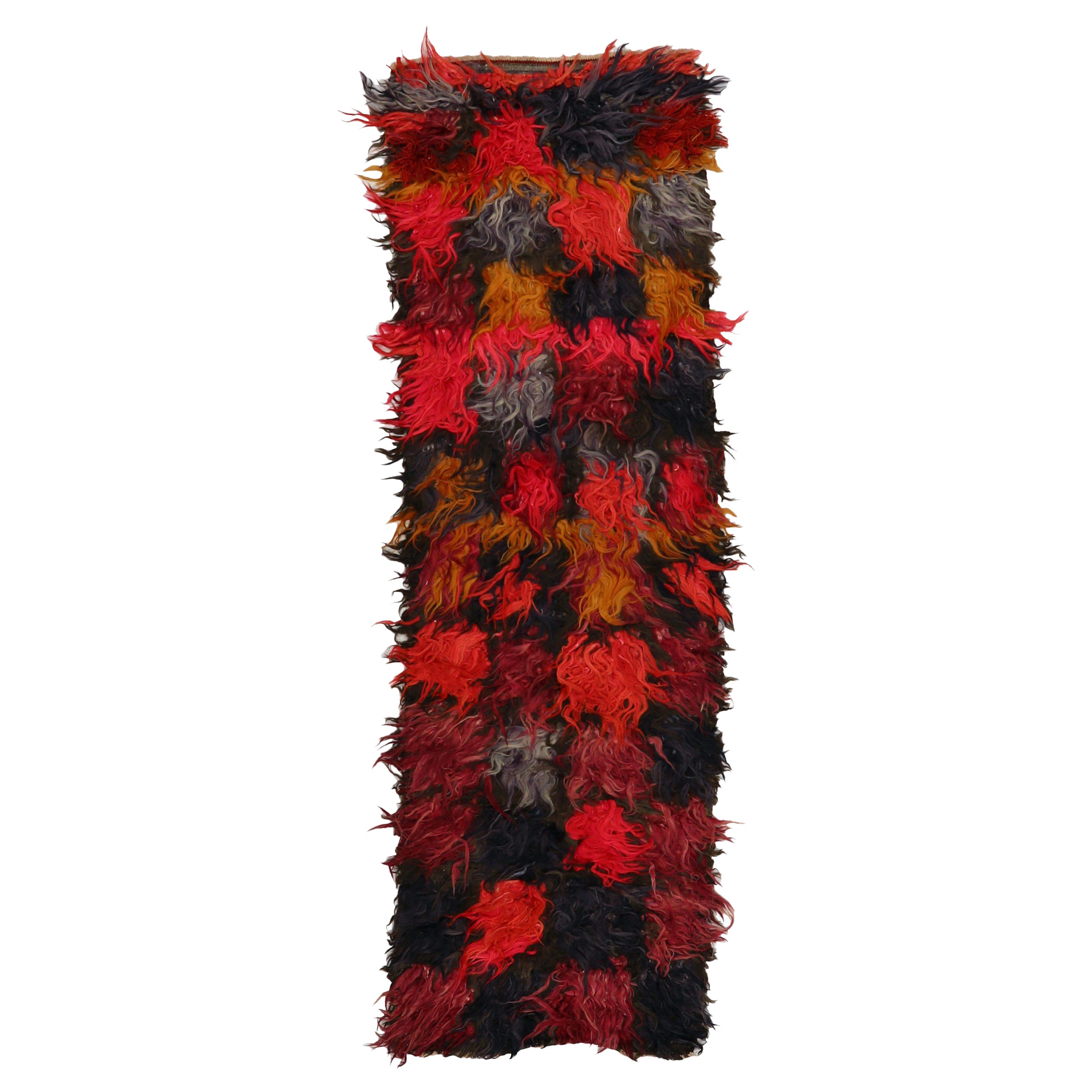 Tappeto Runner Persiano Azerbaijan Circa 1910 - Lana Nero Rosso Giallo Design - 89704 in vendita