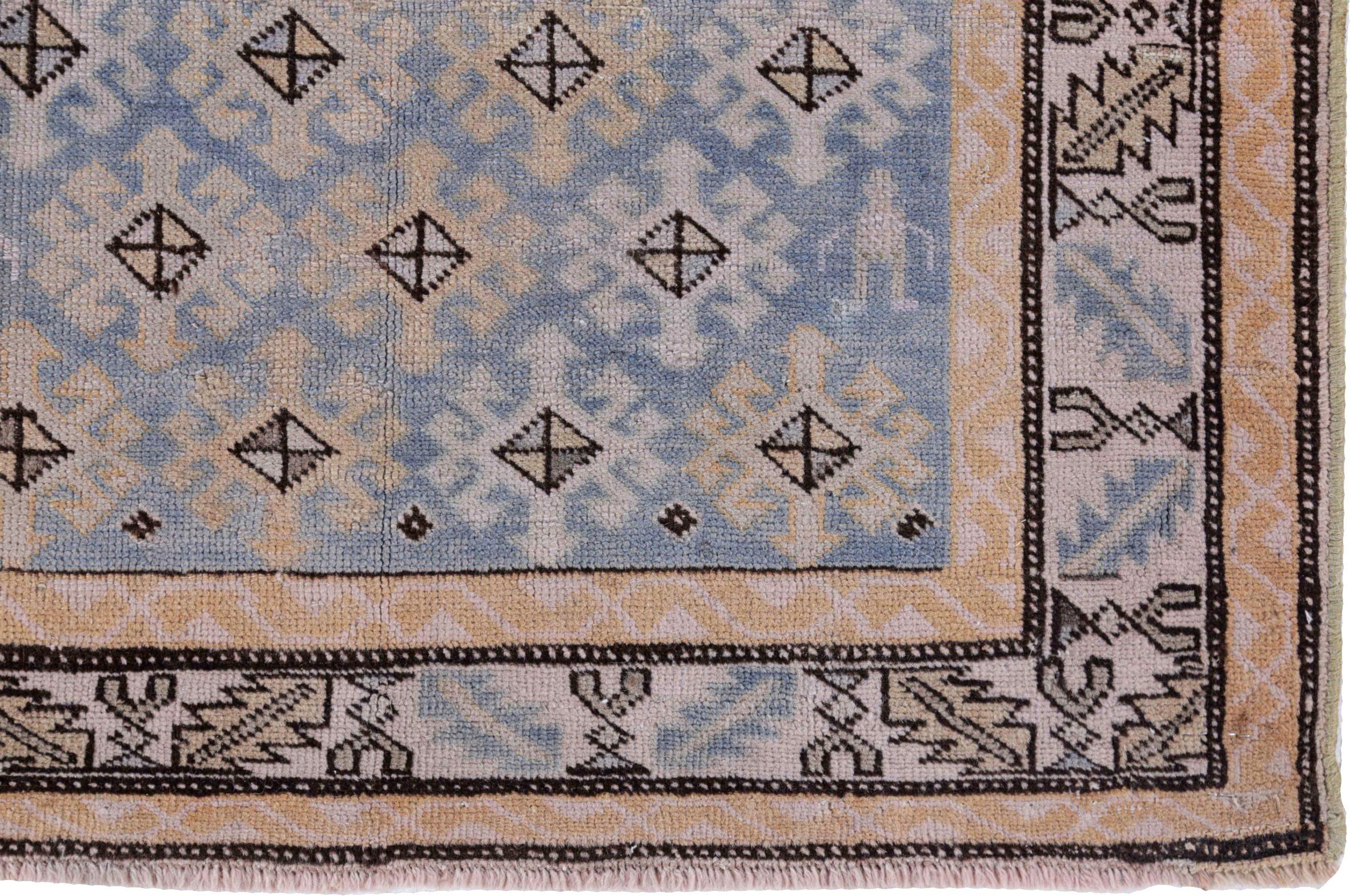 Persische Aserbaidschan Läufer Teppich Circa 1910 - Wolle Blau Braun Elfenbein Design - 91417 im Zustand „Hervorragend“ im Angebot in Dallas, TX