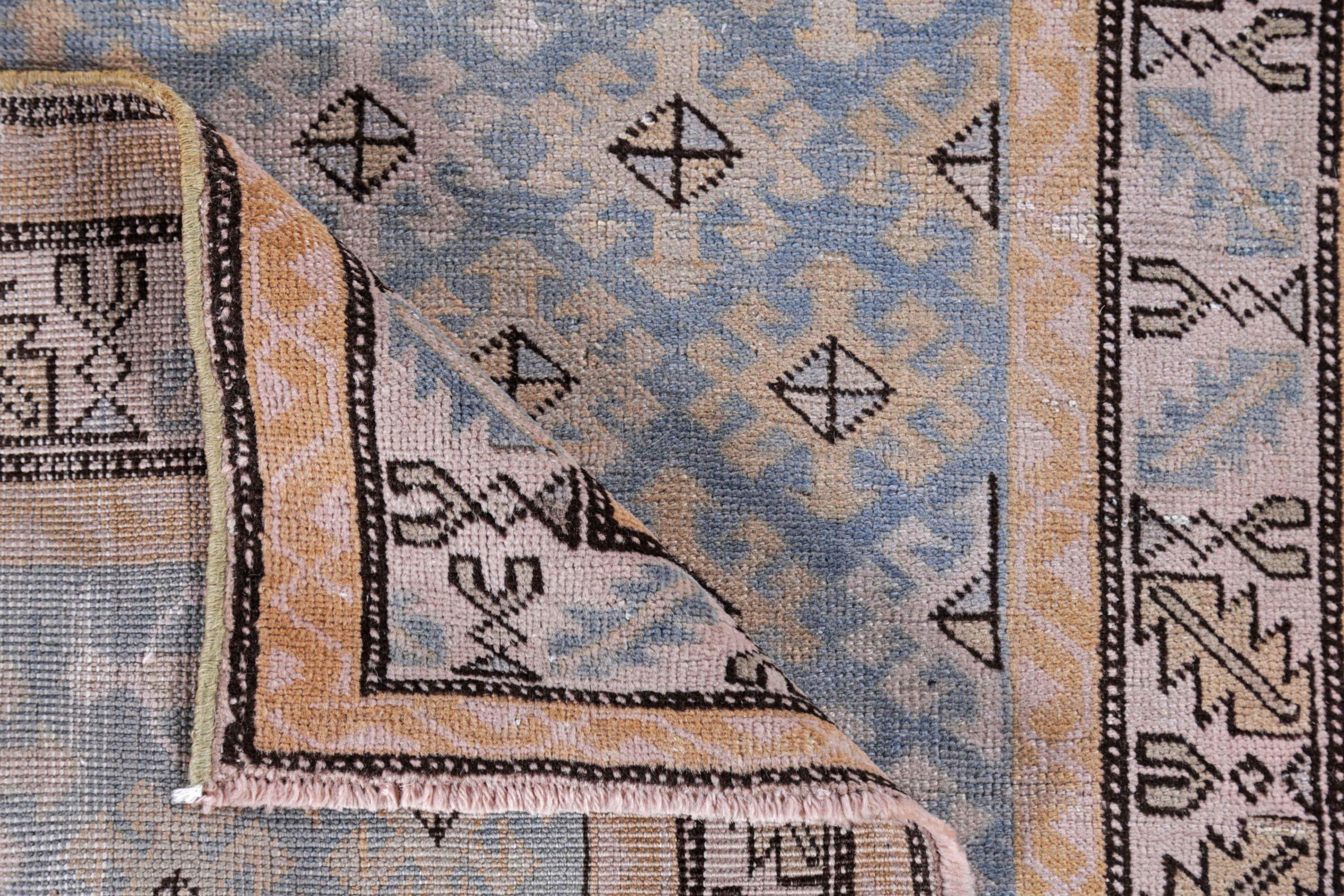 Persische Aserbaidschan Läufer Teppich Circa 1910 - Wolle Blau Braun Elfenbein Design - 91417 (20. Jahrhundert) im Angebot