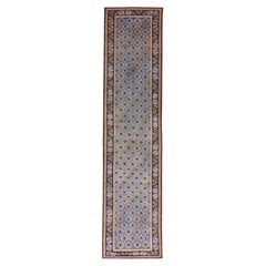Persische Aserbaidschan Läufer Teppich Circa 1910 - Wolle Blau Braun Elfenbein Design - 91417