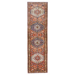 Tappeto Persiano Azerbaijan Circa 1910 - Lana Blu Avorio Arancione 70598
