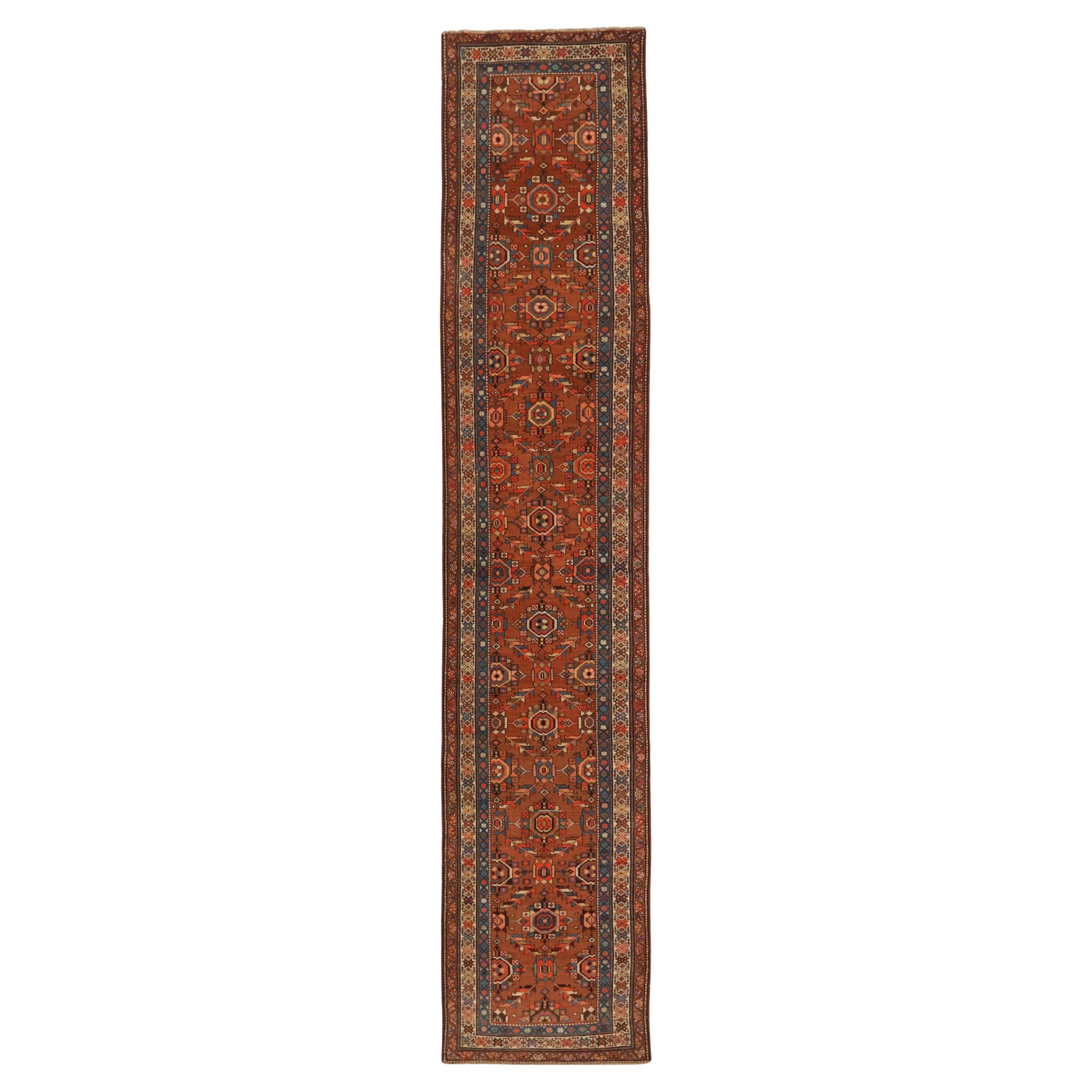 Tapis de course persan Azerbaïdjan Circa 1910 - Laine Bleu Ivoire Rouge 71166
