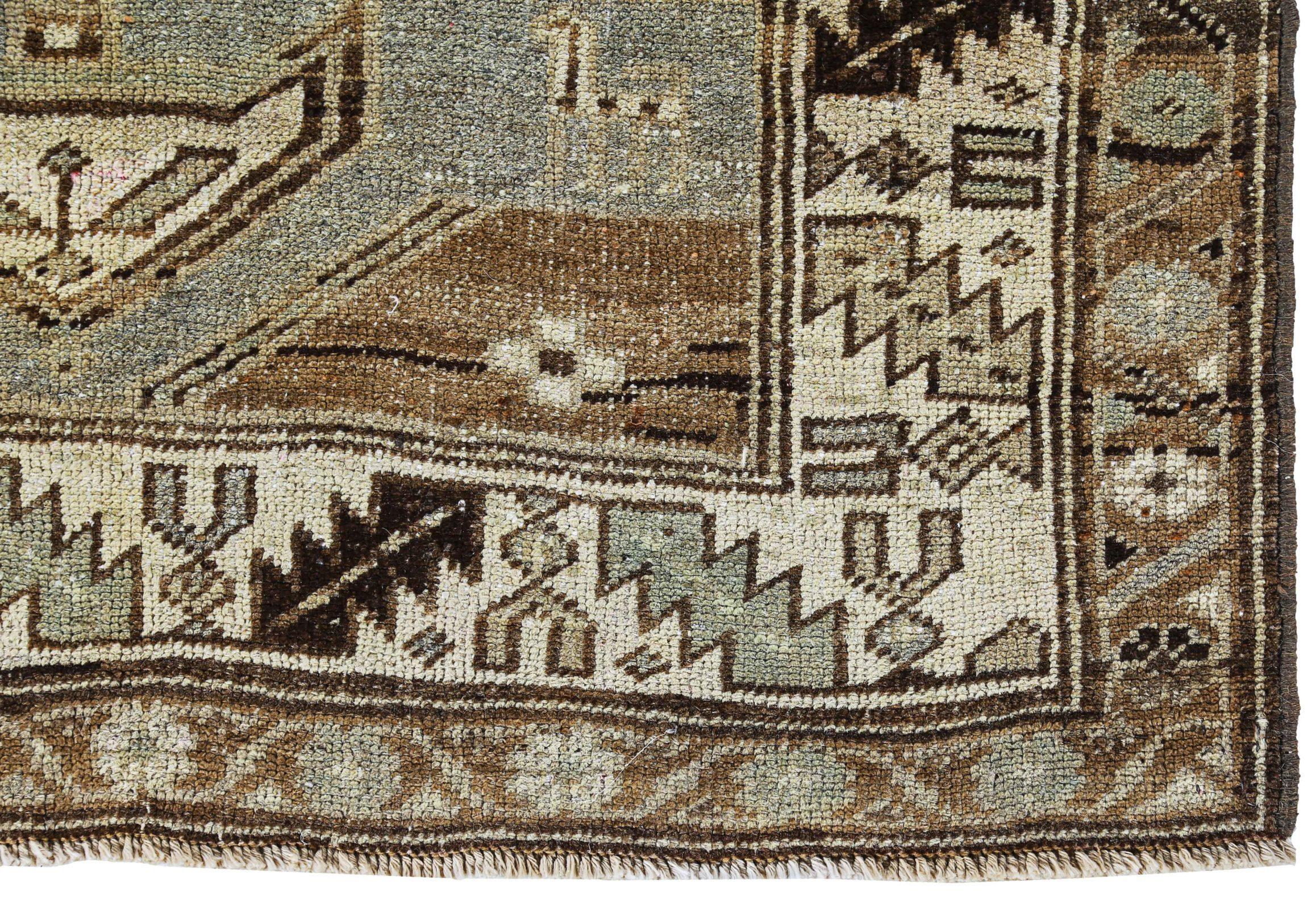 Persische Aserbaidschan Läufer Teppich CIRCA 1910 - Wolle Braun Elfenbein Design - 91176 (20. Jahrhundert) im Angebot