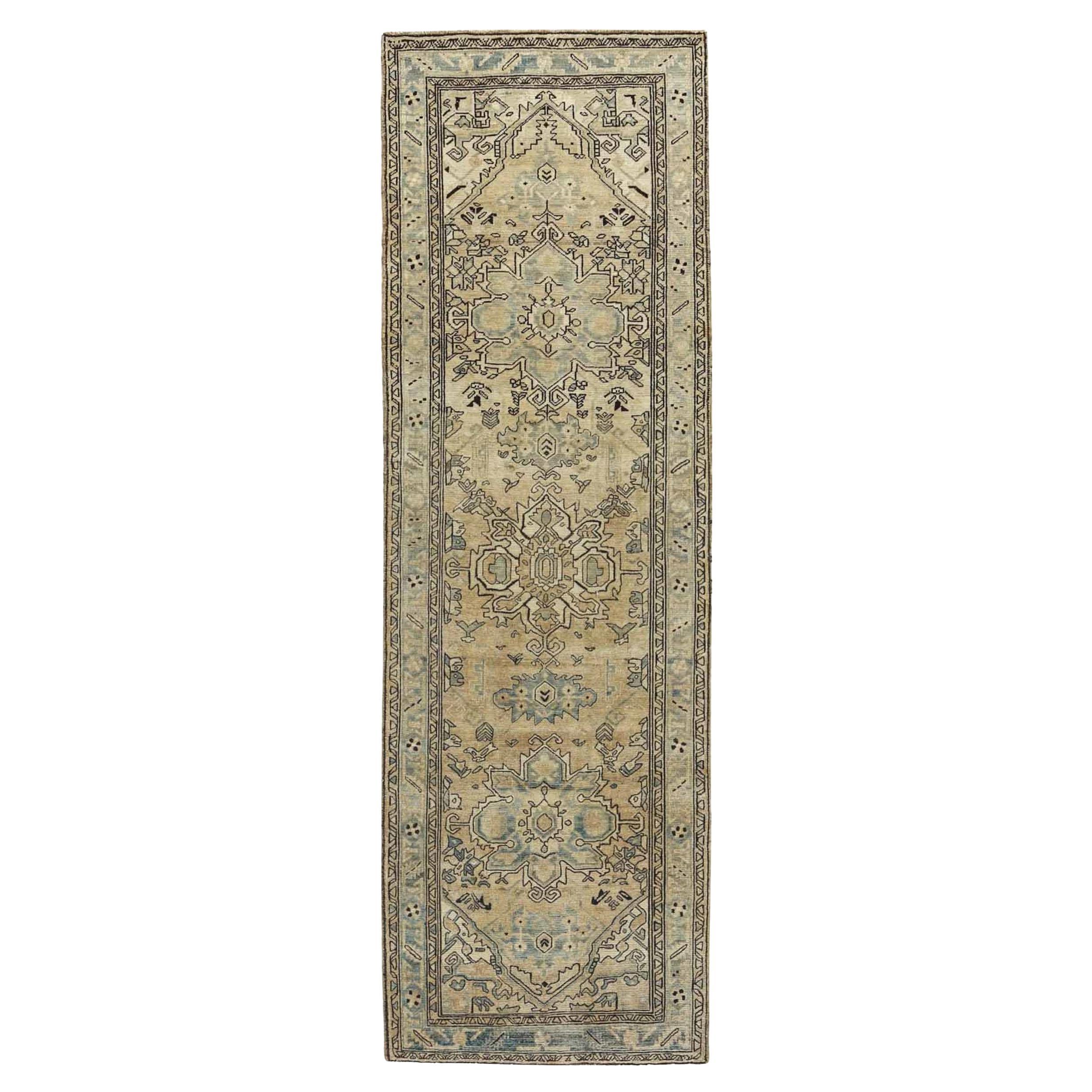 Persisch Aserbaidschan Läufer Teppich CIRCA 1910 - Wolle Braun Elfenbein Design - 91179