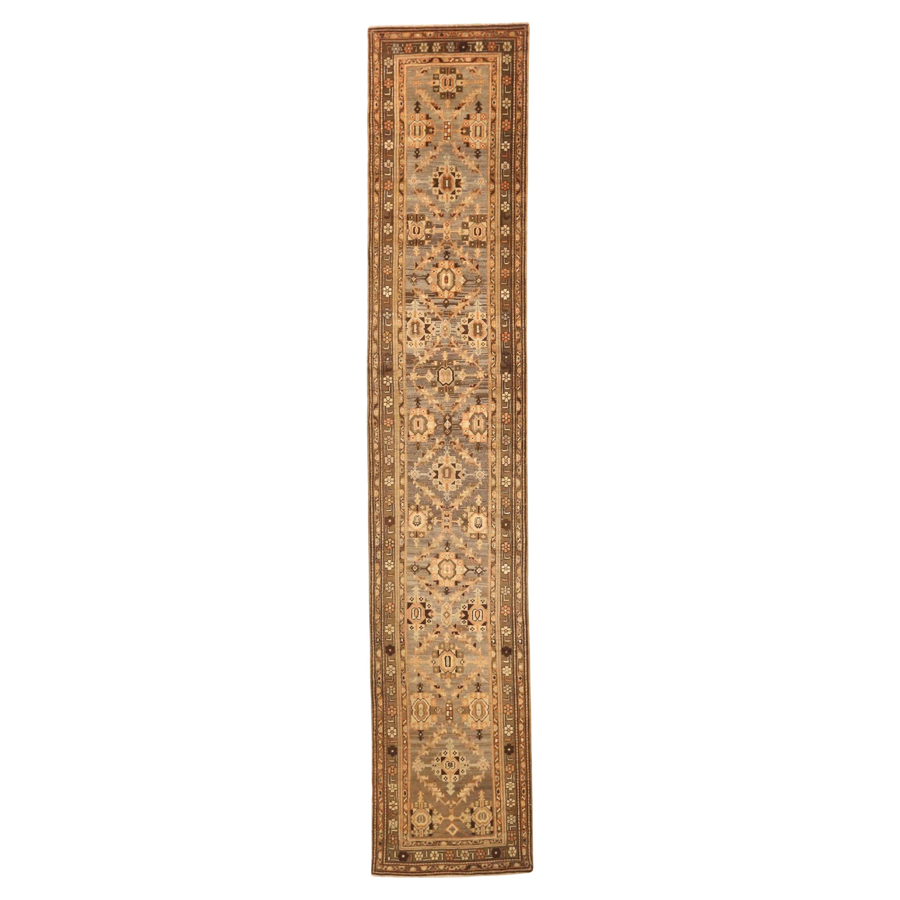 Persische Aserbaidschan Läufer Teppich CIRCA 1910 - Wolle Brown Elfenbein Gelb 73636