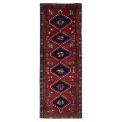 Persian Azerbaijan Runner Rug Circa 1910 - Wool Green Blue Orange Red - 91435