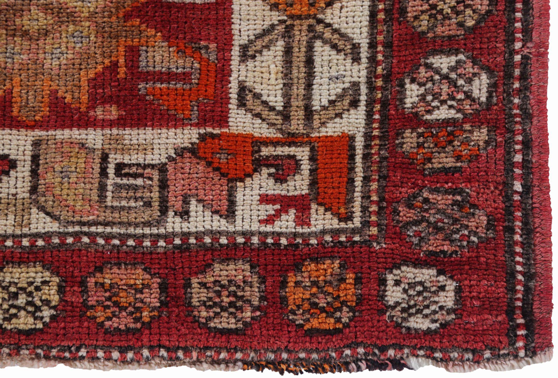 Persischer Aserbaidschan-Läufer um 1910 - Wolle Elfenbeinrot Design - 91582 (20. Jahrhundert) im Angebot