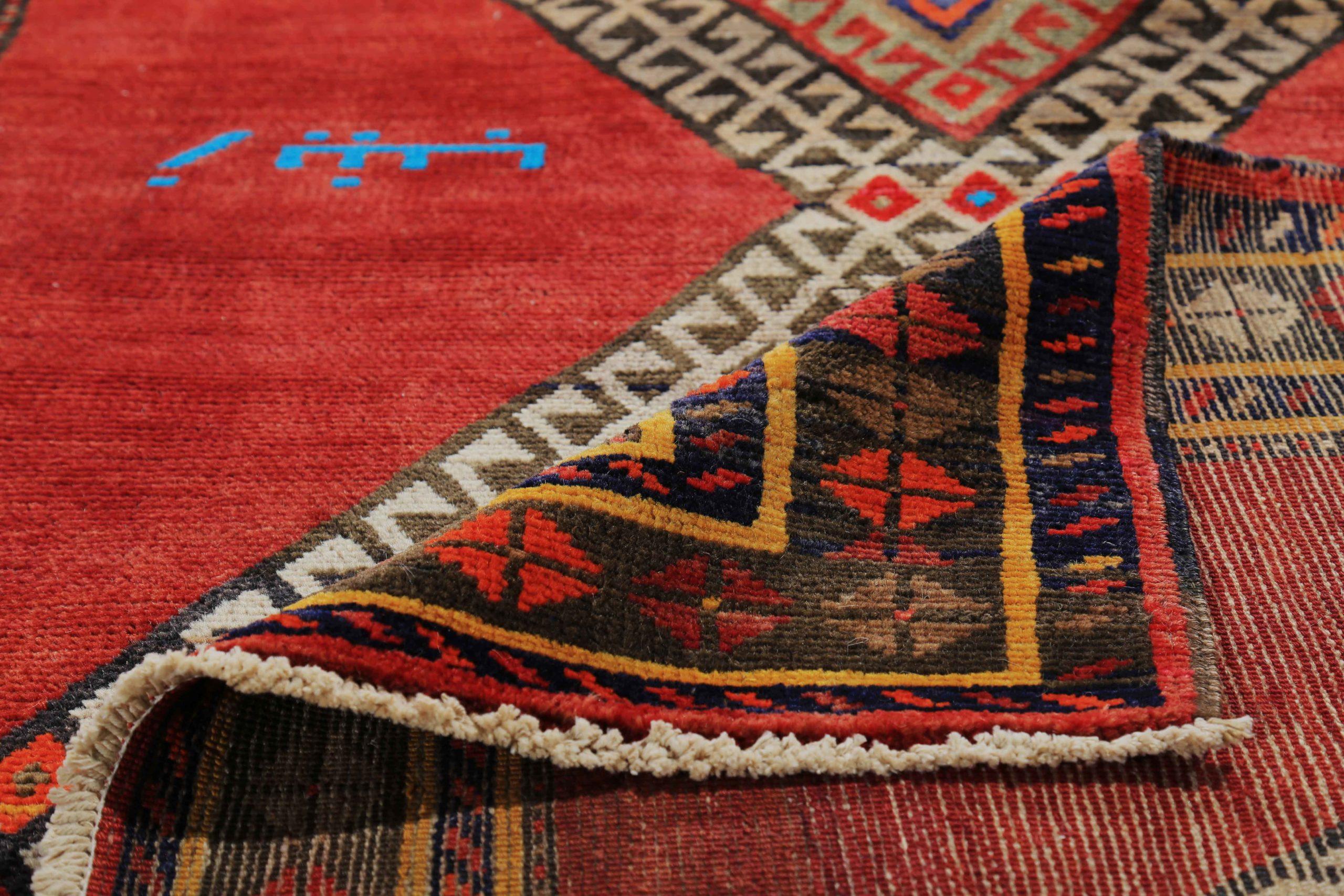 Persisch Aserbaidschan Läufer Teppich CIRCA 1910 - Wolle Elfenbein Rot Gelb Design - 89624 (20. Jahrhundert) im Angebot