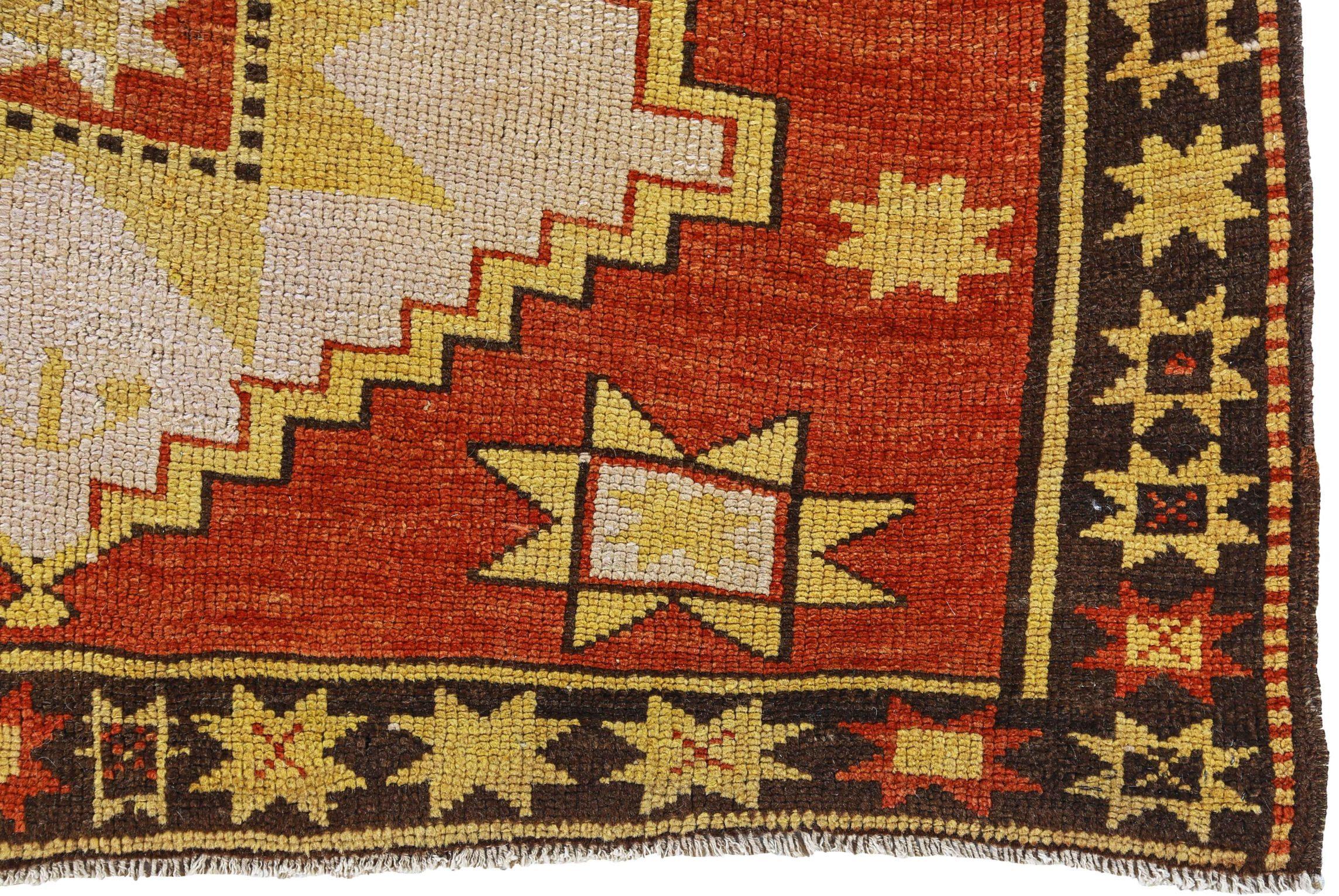 Persisch Aserbaidschan Läufer Teppich CIRCA 1910 - Wolle Elfenbein Rot Gelb Design - 91165 (20. Jahrhundert) im Angebot