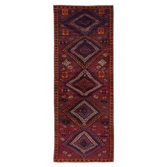 Persischer Aserbaidschan-Läufer um 1910 - Wolle Orange Rot Design - 91617