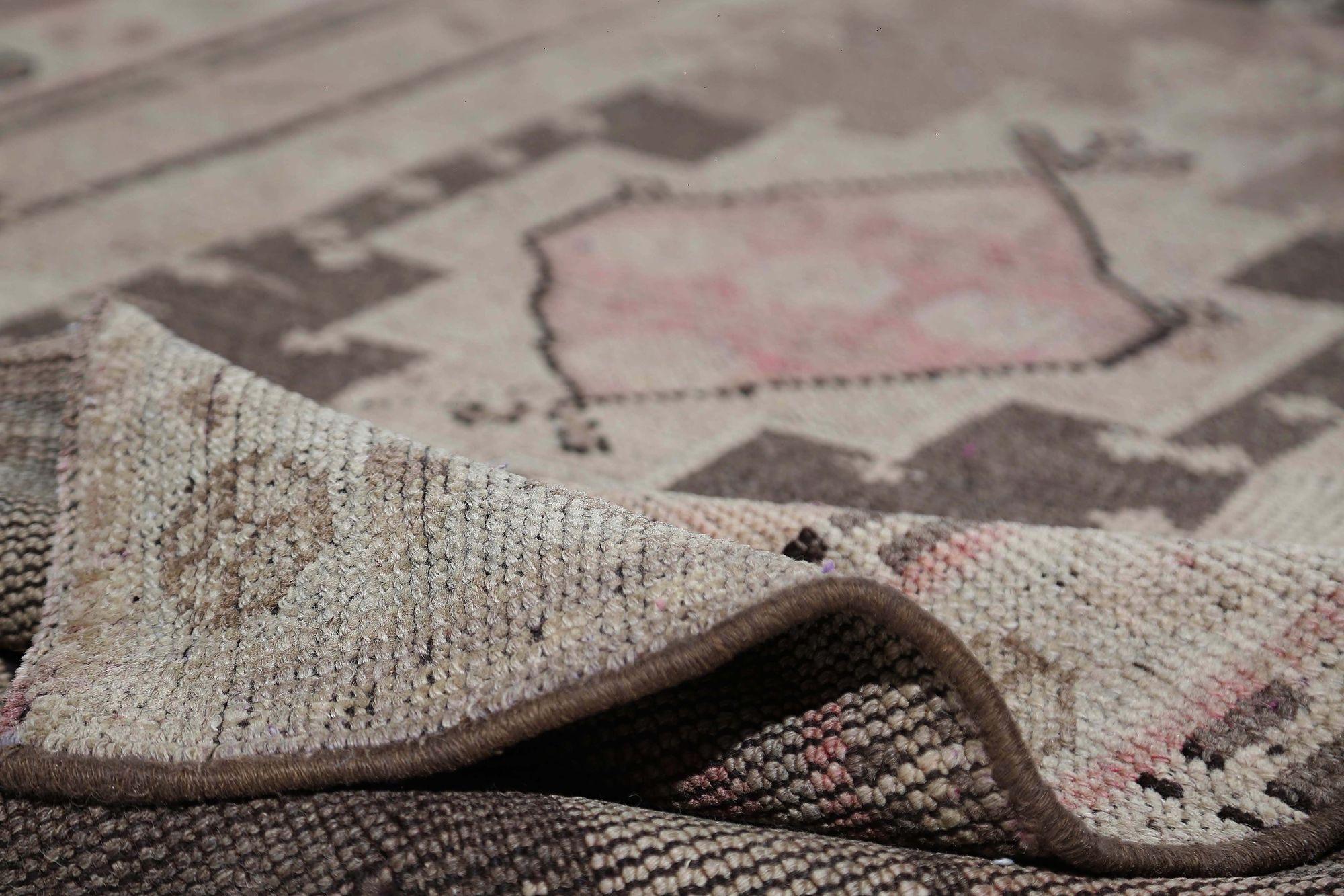 Persische Azerbaijan Läufer Teppich - Wolle Schwarz Braun Rosa Taupe - 97921 im Zustand „Hervorragend“ im Angebot in Dallas, TX