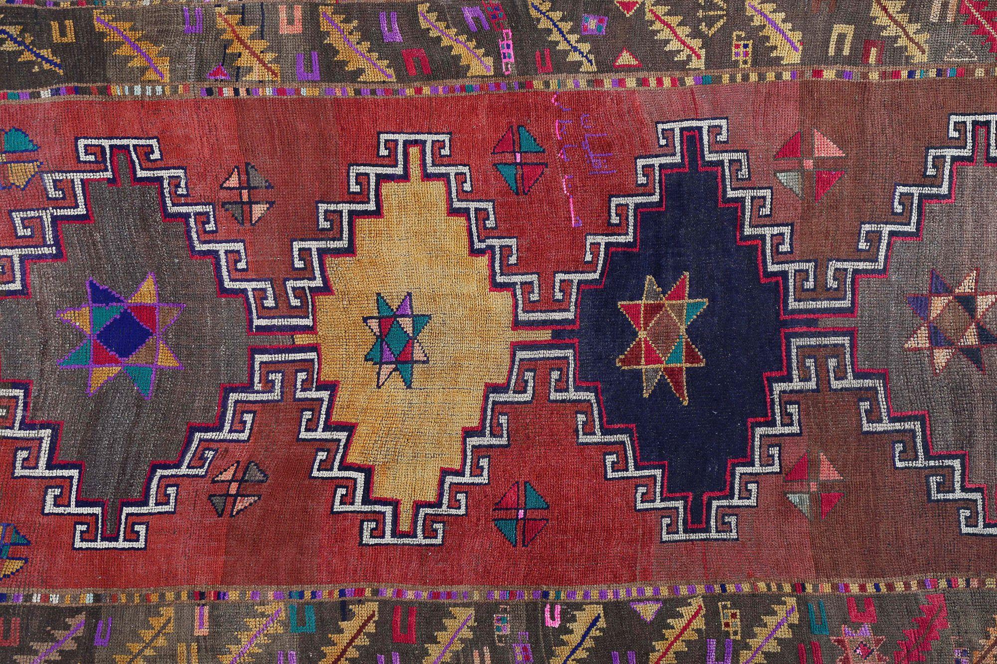 Iracheno Tappeto Persiano Azerbaijan - Lana Blu Marrone Rosso Purpel - 97918 in vendita