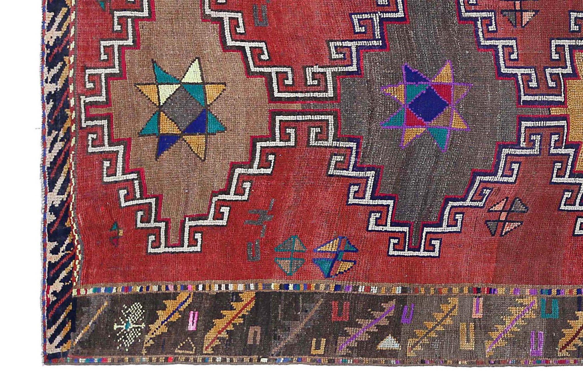 Tappeto Persiano Azerbaijan - Lana Blu Marrone Rosso Purpel - 97918 In condizioni ottime in vendita a Dallas, TX