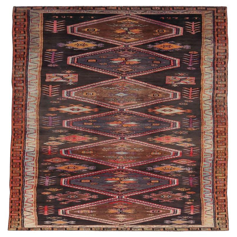 Tappeto Persiano Azerbaijan - Lana Blu Marrone Rosso - 89652