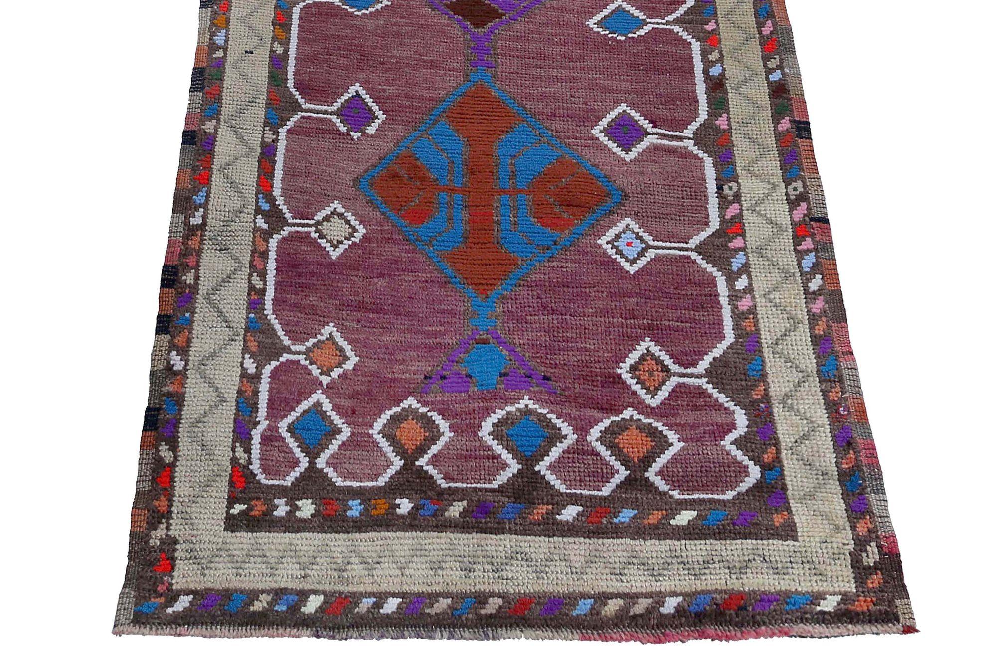Persischer Aserbaidschan-Läufer - Wolle Blau Grün Purpel Rot - 96775 (Irakisch) im Angebot