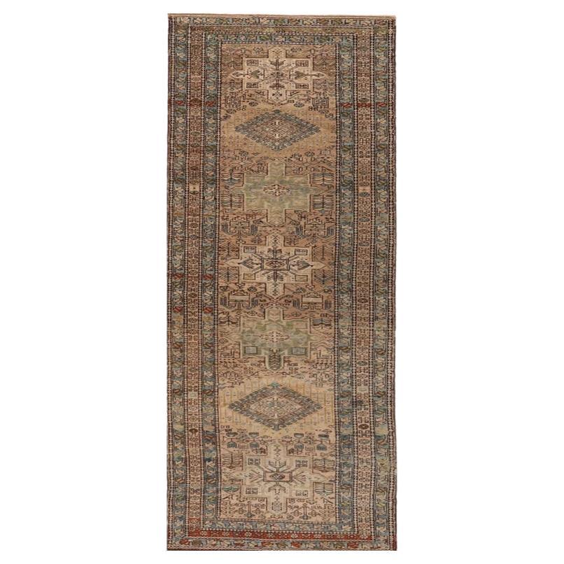 Persischer Aserbaidschan-Läufer - Wolle Blau Grün Taupe Design - 96698