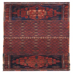 Tapis de couloir persan azerbaïdjan bleu ivoire rouge motif - 89666
