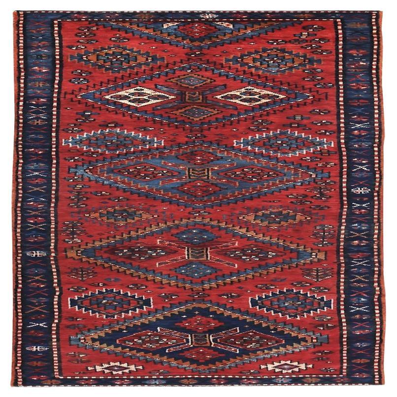 Tapis persan d'Azerbaïdjan - Motif bleu rouge en laine - 89644