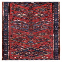 Tapis persan d'Azerbaïdjan - Motif bleu rouge en laine - 89644