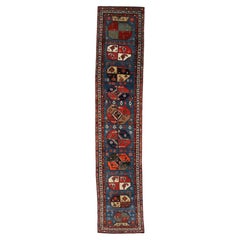 Tapis persan d'Azerbaïdjan - Motif bleu rouge en laine - 93642