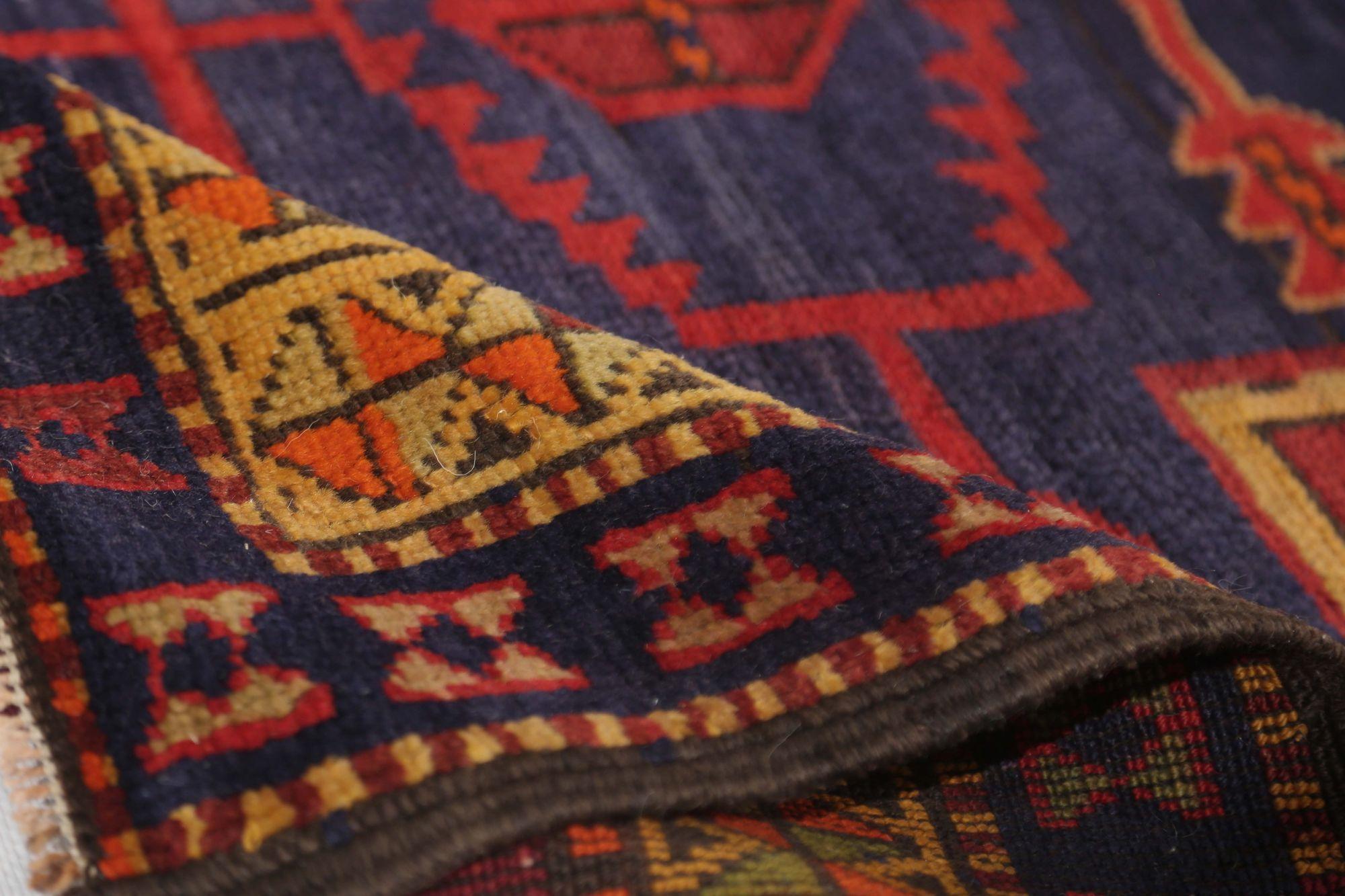 20ième siècle Tapis persan d'Azerbaïdjan - Motif de laine Bleu Rouge Jaune - 96964 en vente