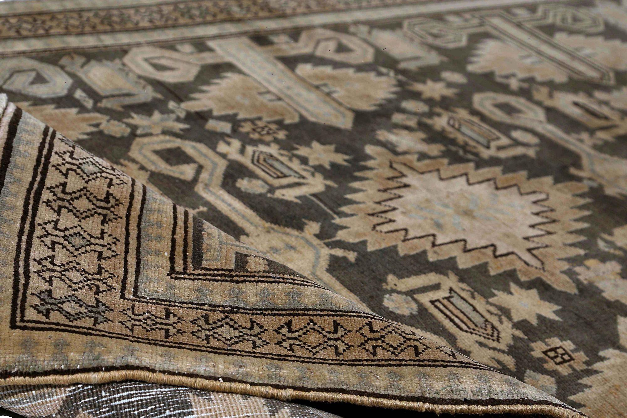 Persische Aserbaidschan Läufer Teppich - Wolle Brown Design - 96909 (20. Jahrhundert) im Angebot