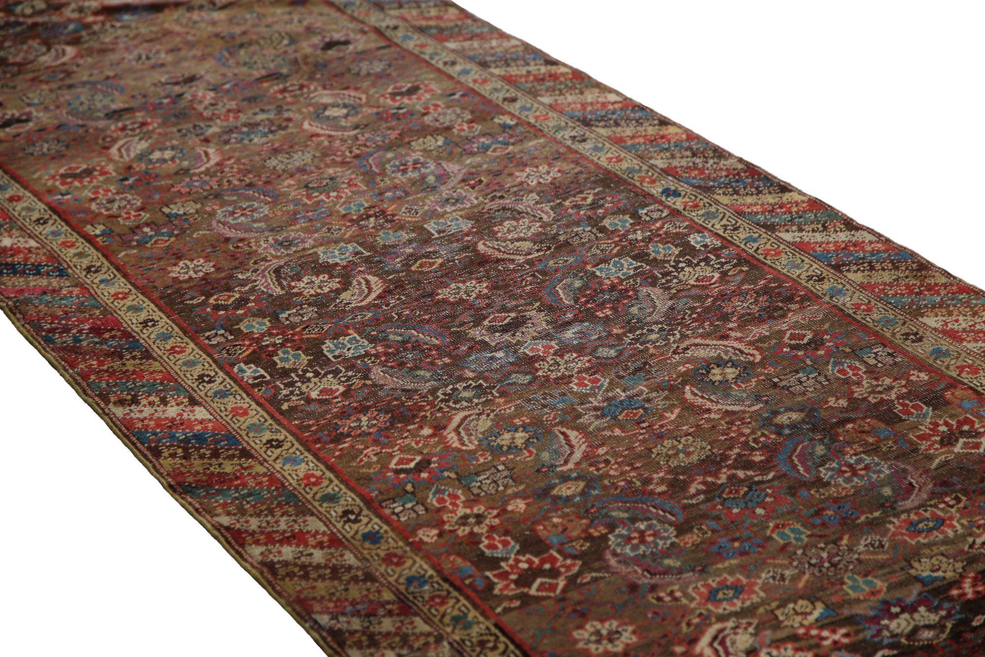 Iracheno Tappeto Runner Persiano Azerbaijan - Design Marrone Lana - 97155 in vendita
