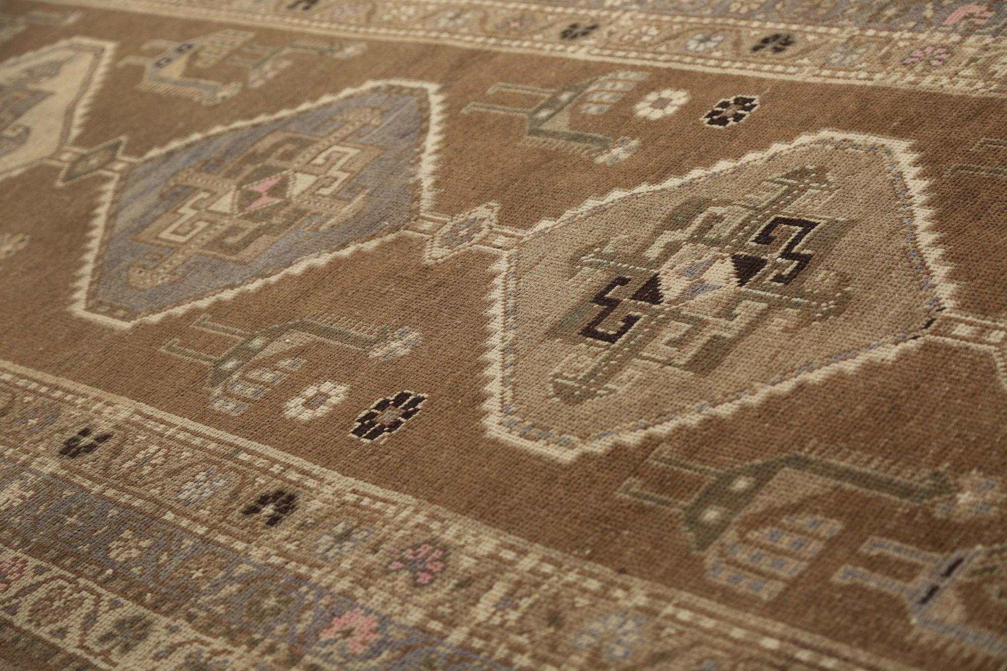 Persische Aserbaidschan Läufer Teppich - Wolle Brown Design - 97413 im Zustand „Hervorragend“ im Angebot in Dallas, TX