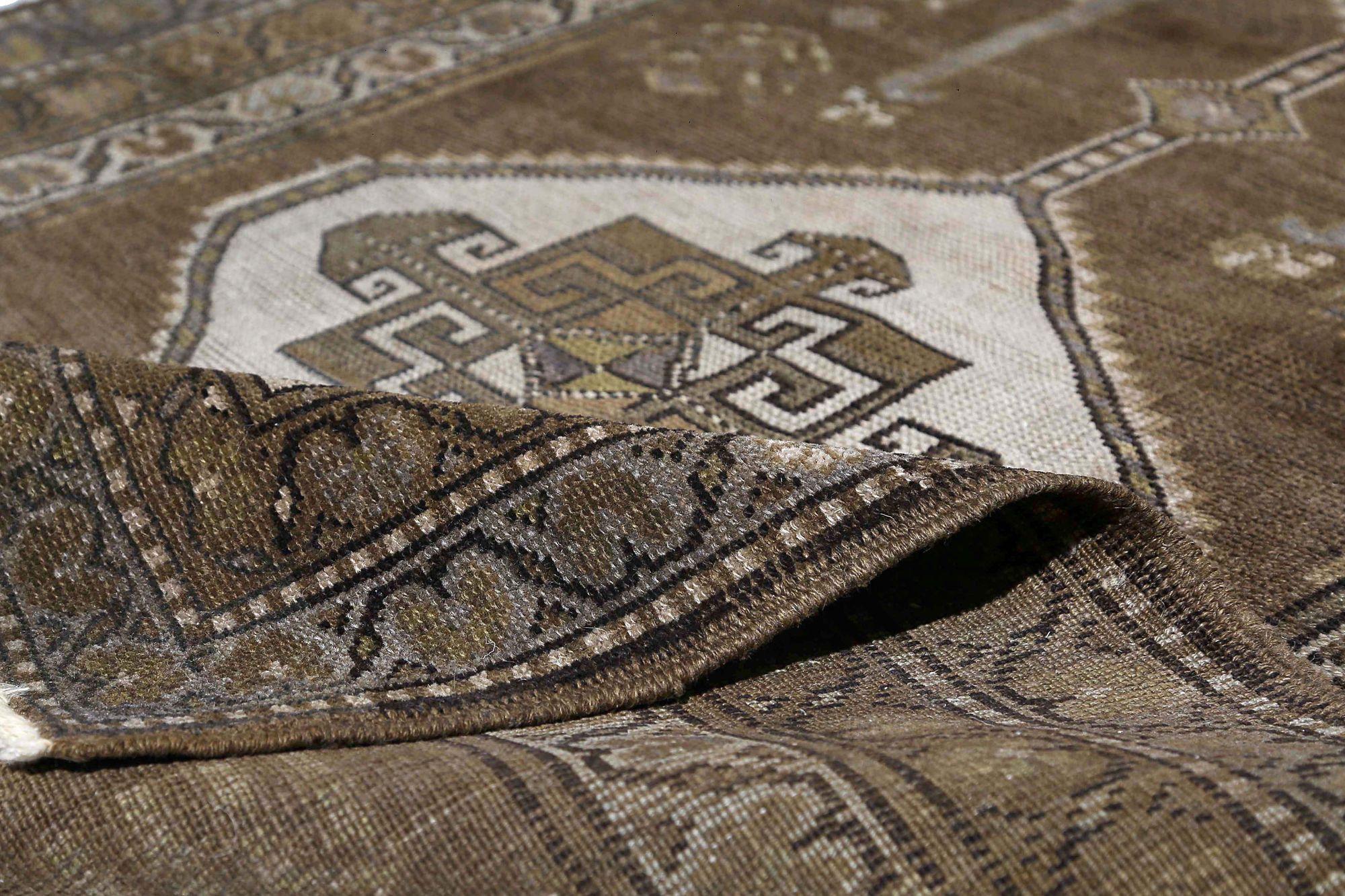 Persische Aserbaidschan Läufer Teppich - Wolle Brown Design - 97626 (Irakisch) im Angebot