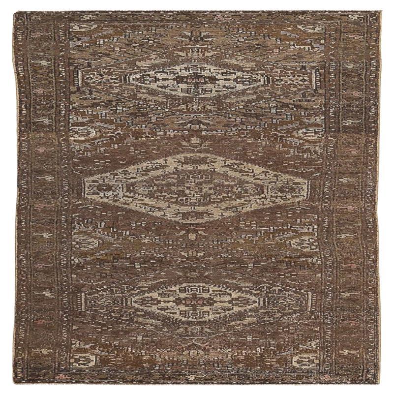 Persischer Aserbaidschan Läufer Teppich - Wolle Braun Elfenbein Design - 89628