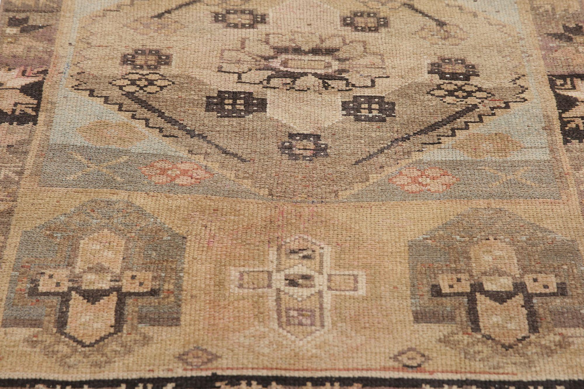 Persische Aserbaidschan Läufer Teppich - Wolle Braun Elfenbein Hellblau - 96951 (Irakisch) im Angebot