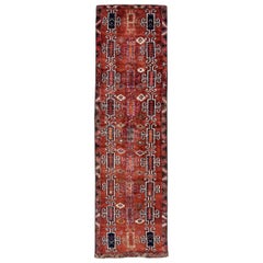 Persische Aserbaidschan Läufer Teppich - Wolle Braun Elfenbein Orange Rot - 91220