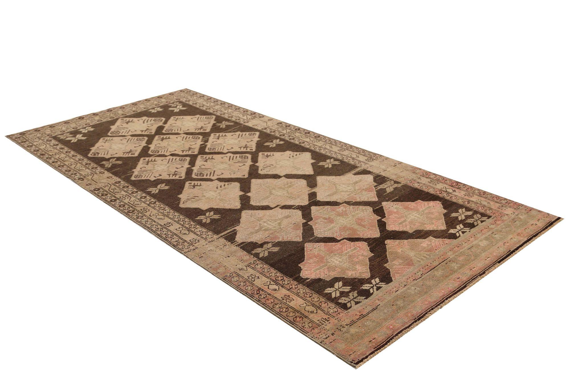 Iracheno Tappeto Persiano Azerbaijan - Lana Marrone Avorio Rosa - 97755 in vendita