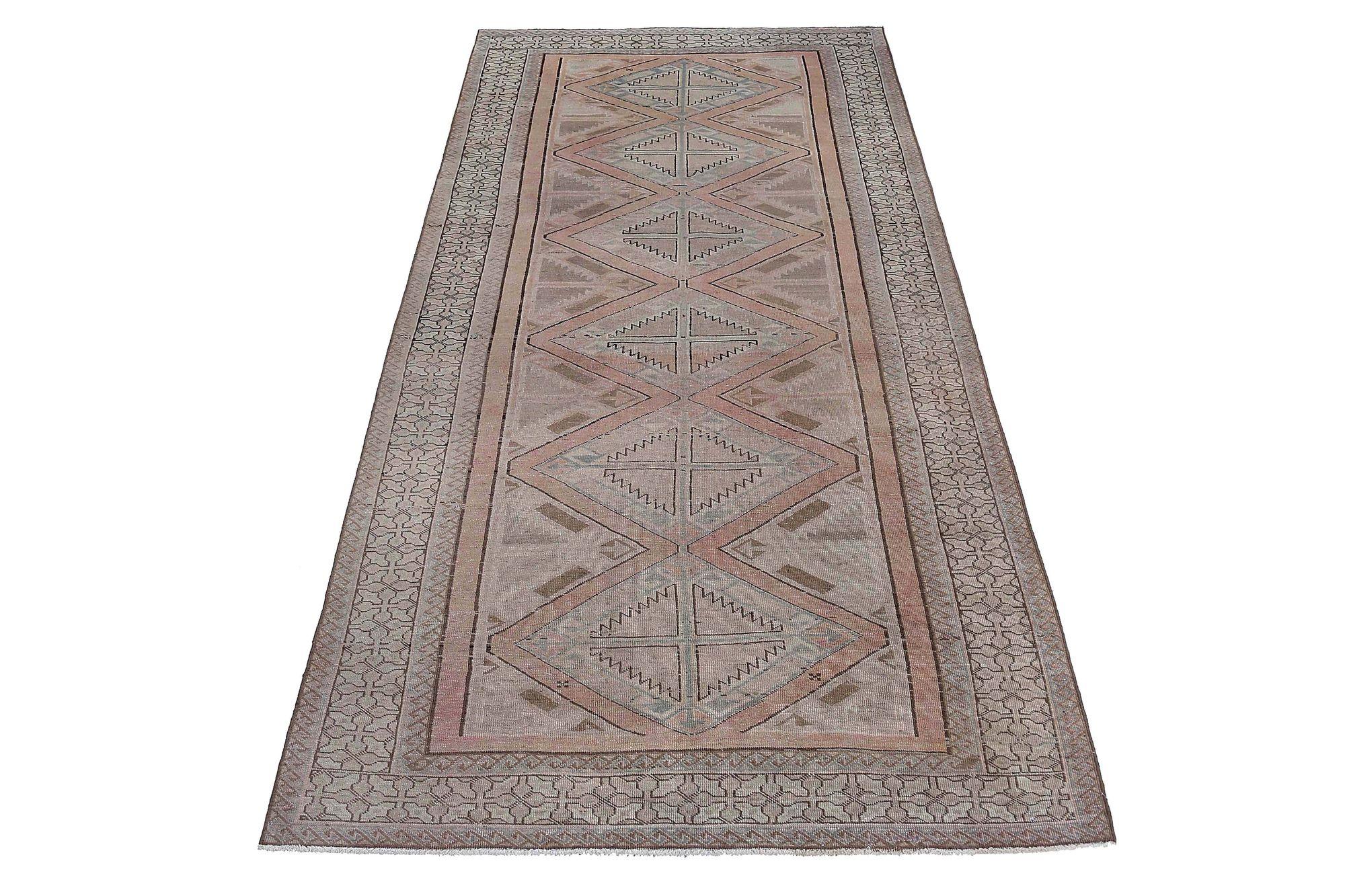 Iracheno Tappeto Persiano Azerbaijan - Lana Marrone Avorio Rosa Taupe - 97920 in vendita