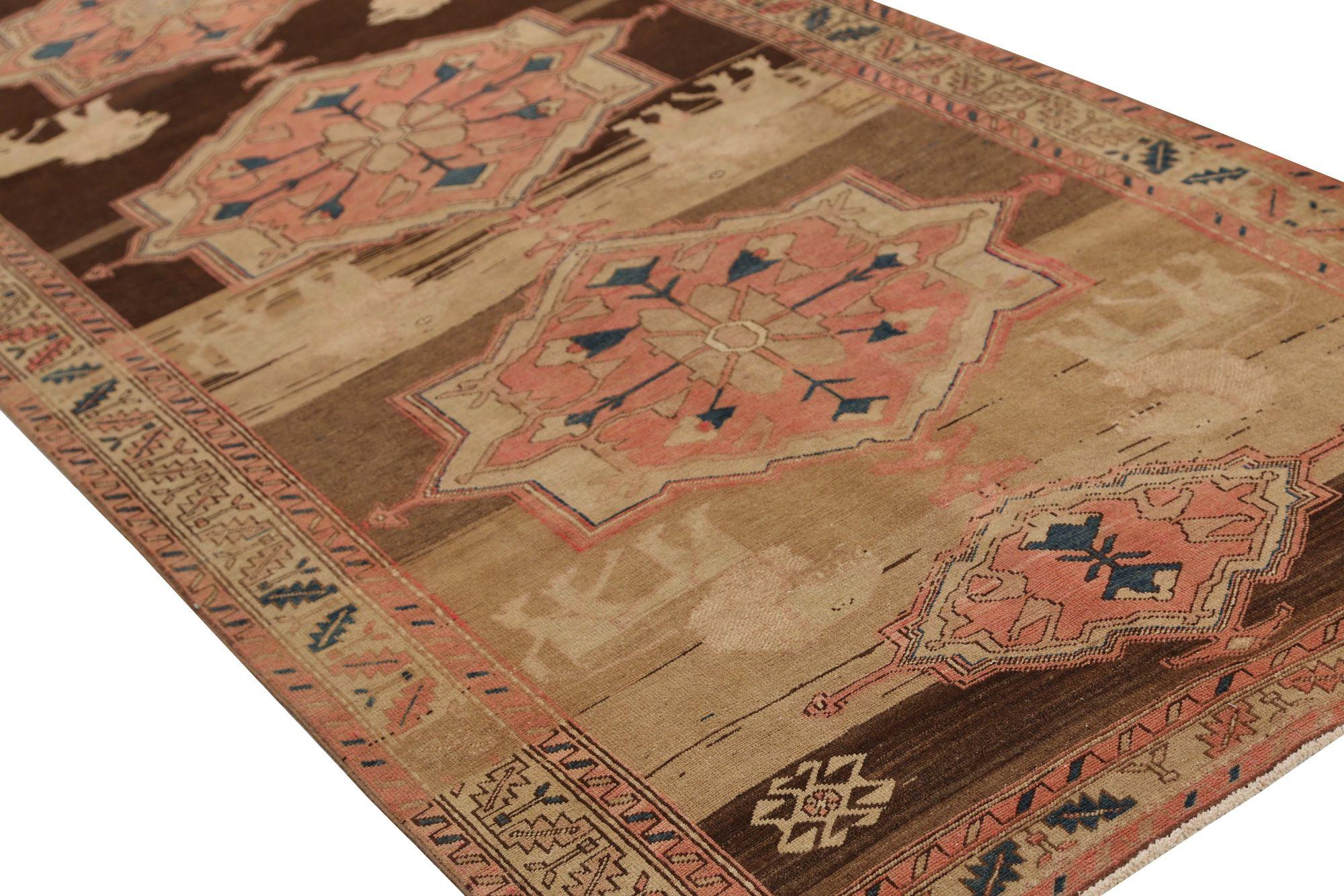Tribale Tappeto Persiano Azerbaijan - Lana Marrone Avorio Rosa Taupe - 97984 in vendita