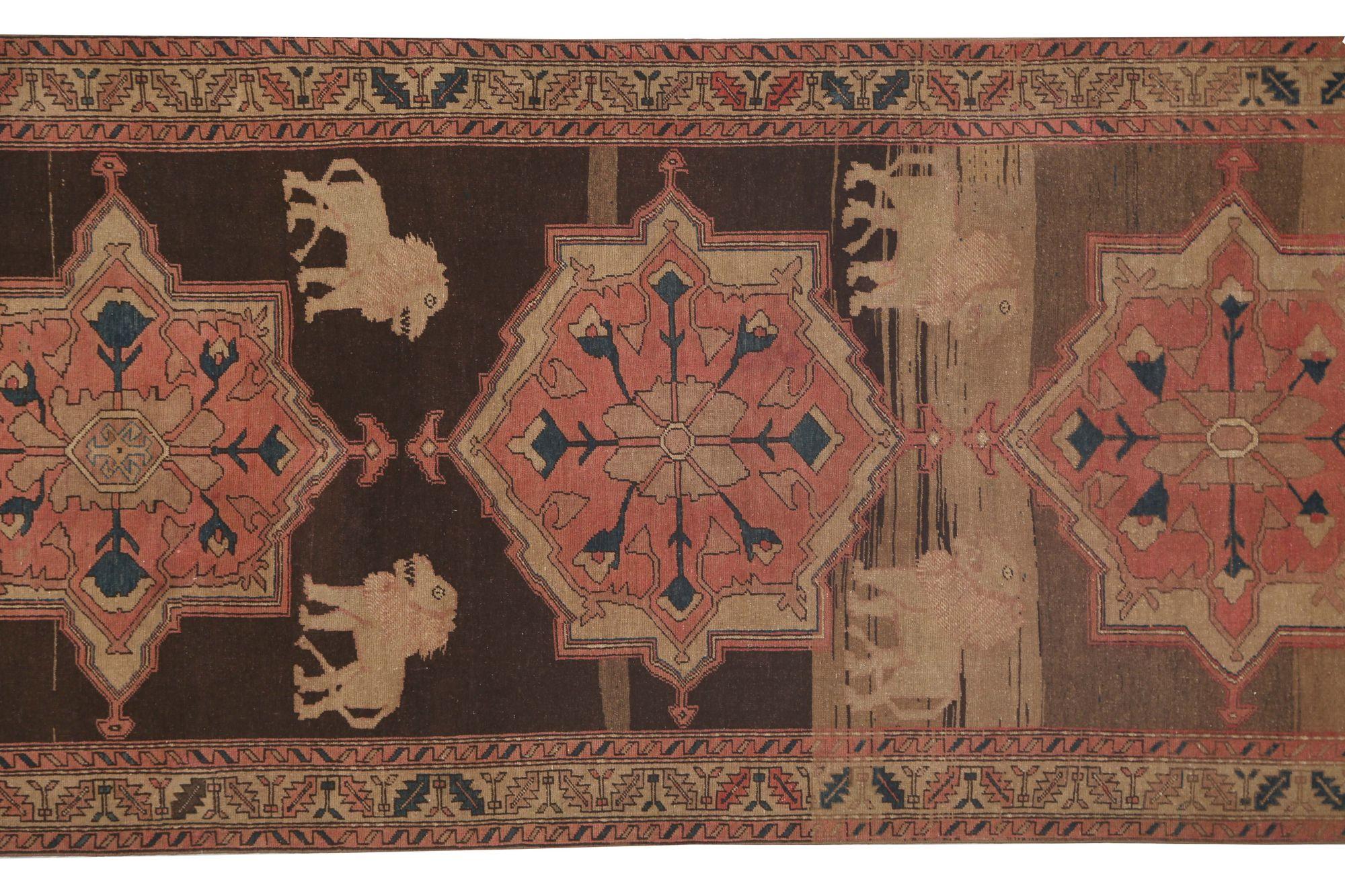 Tappeto Persiano Azerbaijan - Lana Marrone Avorio Rosa Taupe - 97984 In condizioni ottime in vendita a Dallas, TX