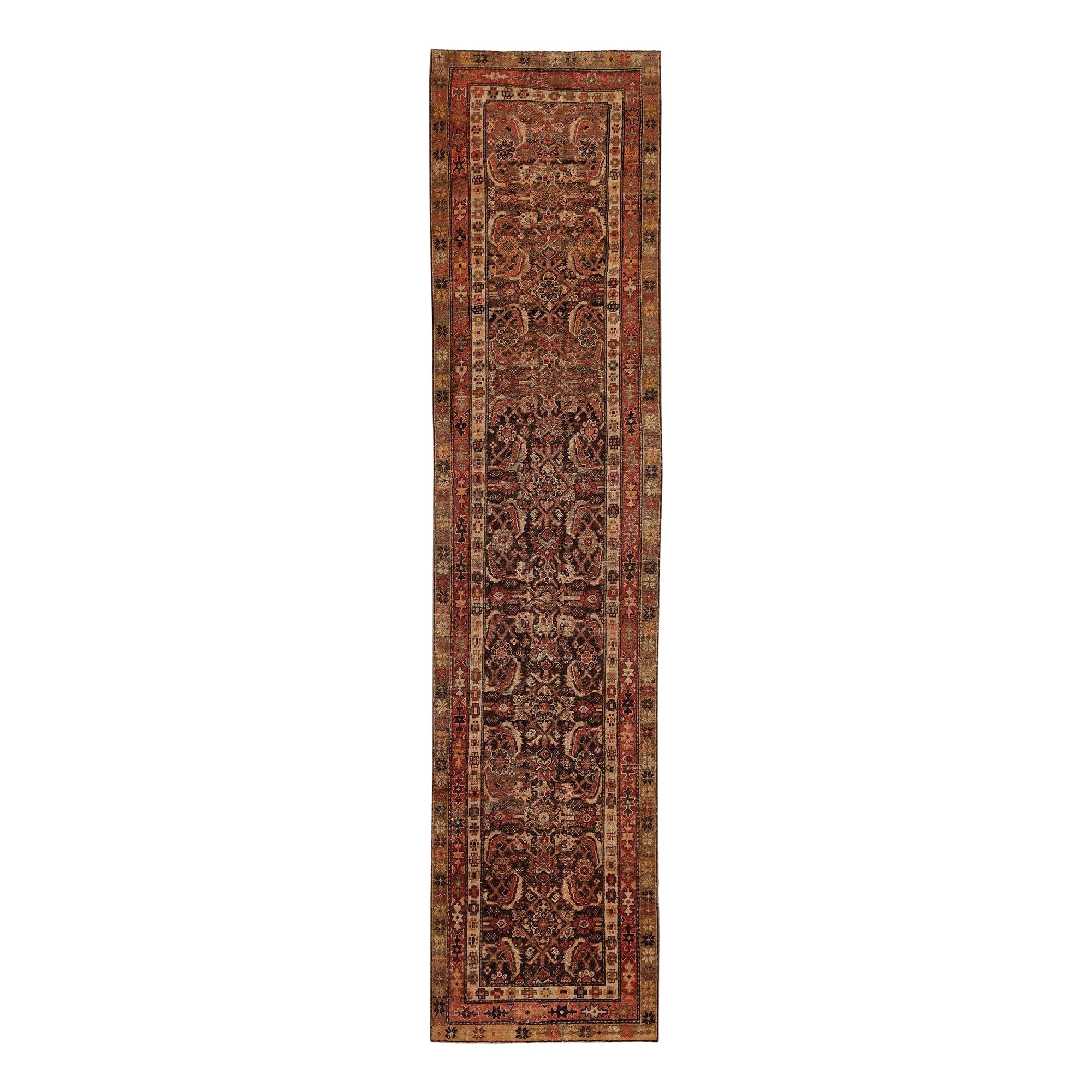 Alfombra Persa Azerbaiyán - Lana Marrón Marfil Diseño Rojo - 97720