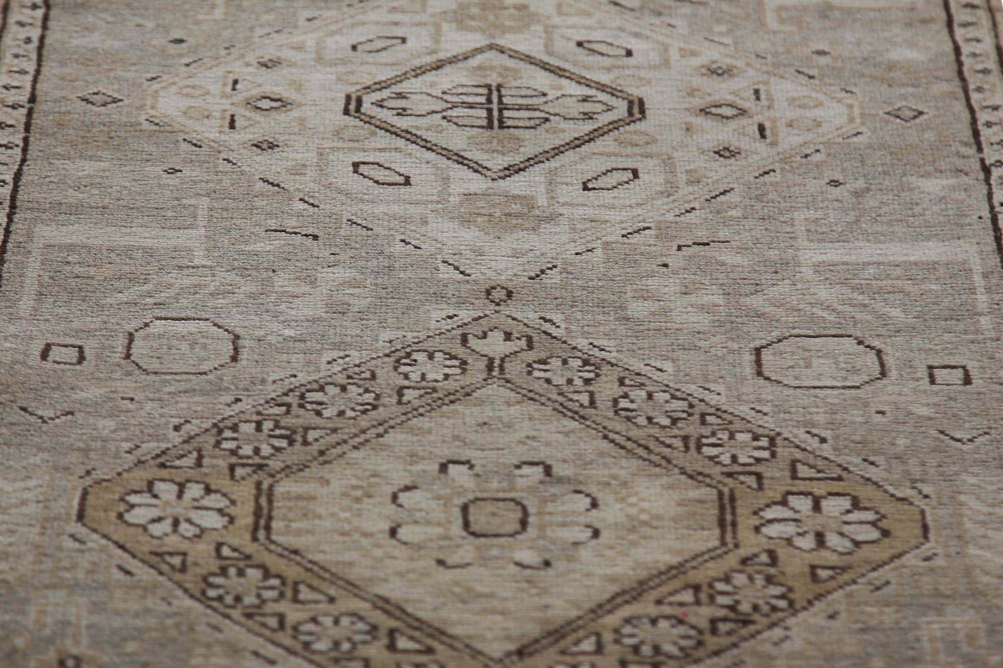 Iracheno Tappeto Persiano Azerbaijan - Lana Marrone Avorio Taupe Design - 96714 in vendita