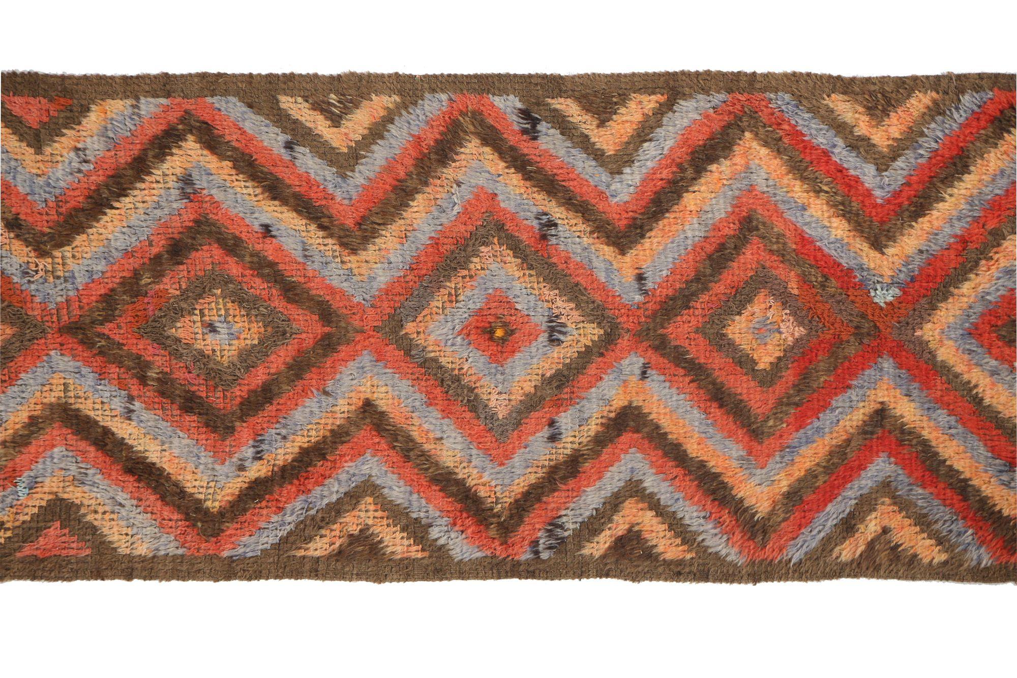 Iracheno Tappeto Persiano Azerbaijan - Lana Marrone Azzurro Rosso - 97763 in vendita