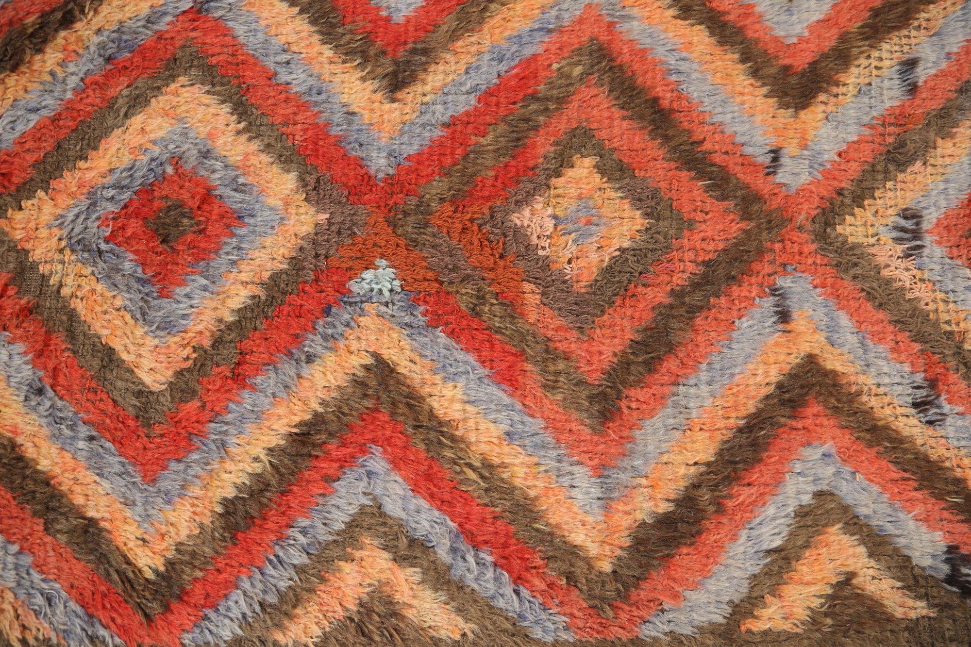 Tappeto Persiano Azerbaijan - Lana Marrone Azzurro Rosso - 97763 In condizioni ottime in vendita a Dallas, TX